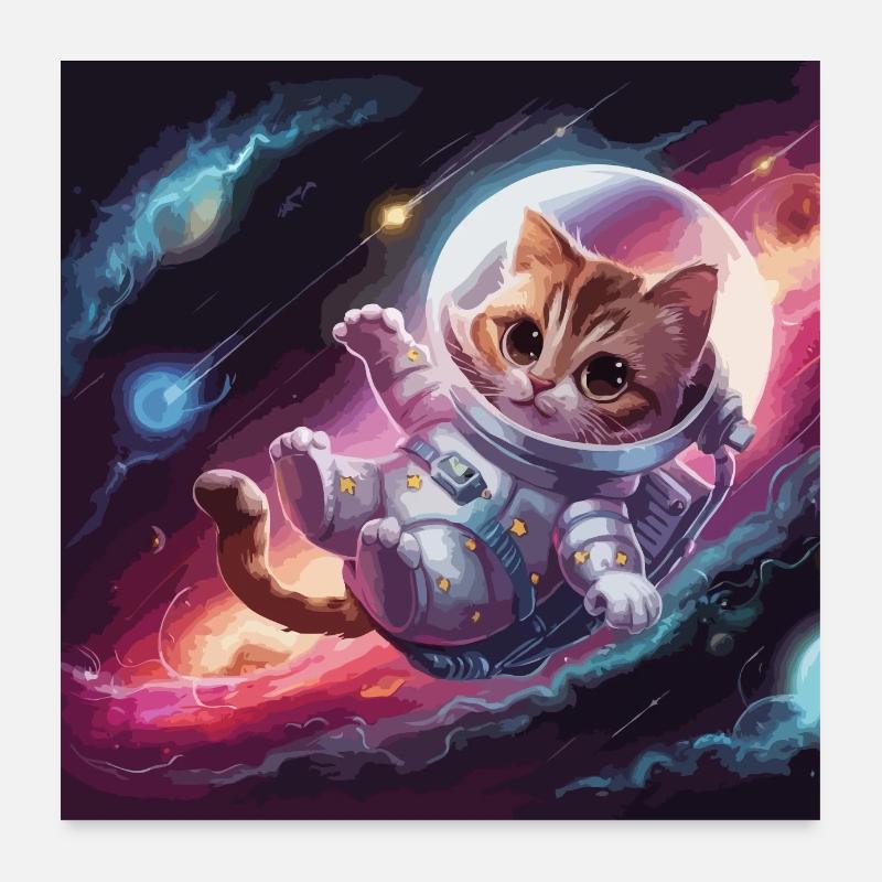 Astronaut Cat Poster 24" x 24" (60x60 cm)