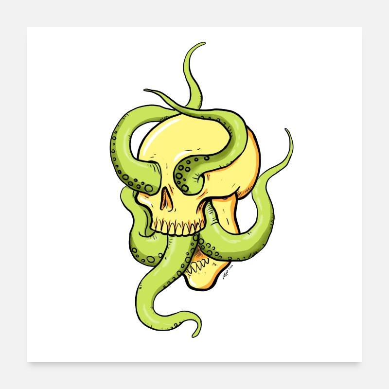 Skull with tentacles Poster 24" x 24" (60x60 cm)