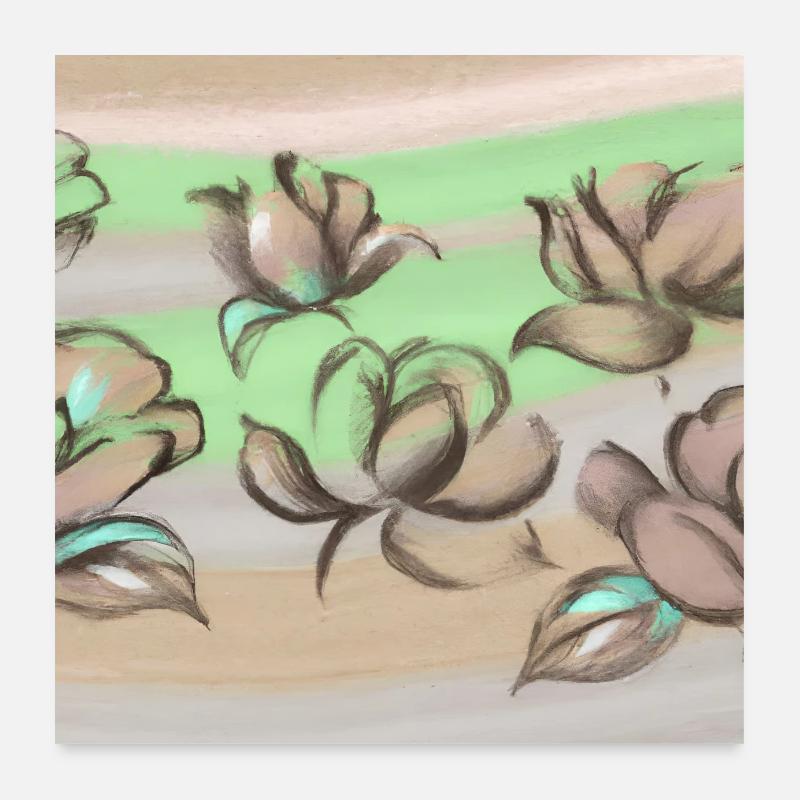 Creative Floral Patterns/Brown/Green/Pink2023/2024 Poster 24" x 24" (60x60 cm)