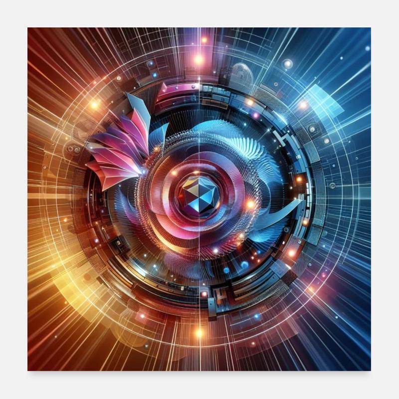 Future Fusion: holographic and circular gradient Poster 24" x 24" (60x60 cm)