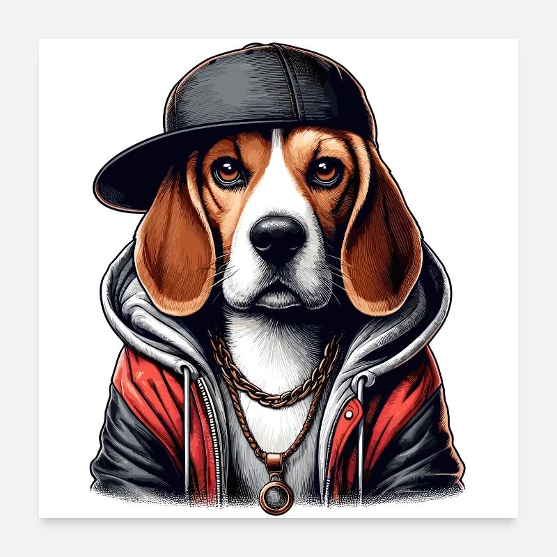 Beagle Gangsta Hund Cappy Geschenk Poster 60x60 cm