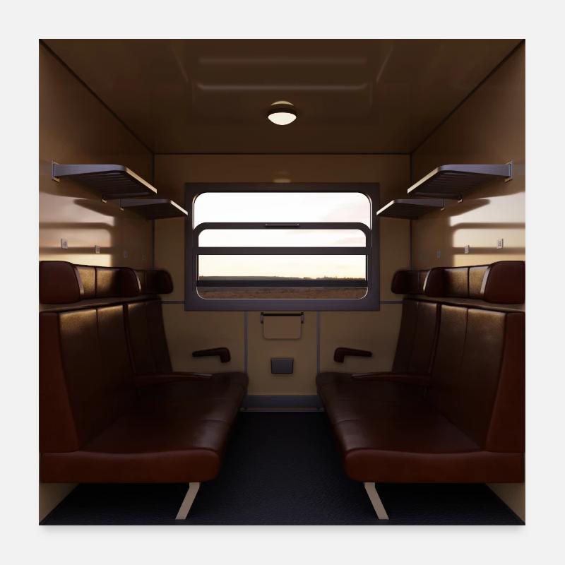 Compartiment de train Poster 60 x 60 cm