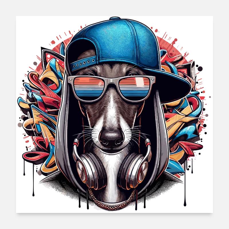 Cadeau de graffiti de chien Greyhound Gangsta Poster 60 x 60 cm