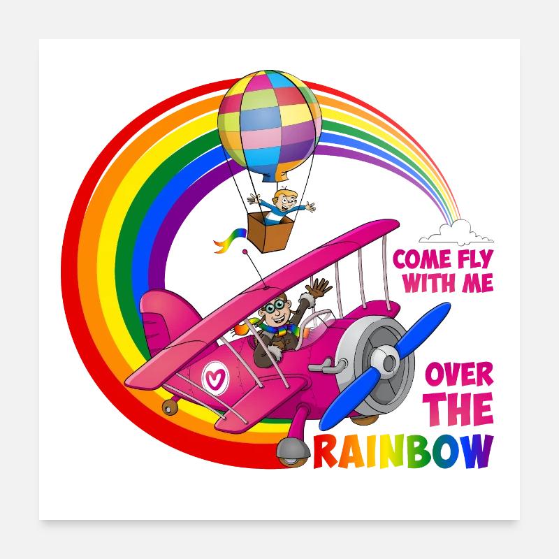 Fliegen Sie mit uns über den Regenbogen - LGBT Poster 60x60 cm
