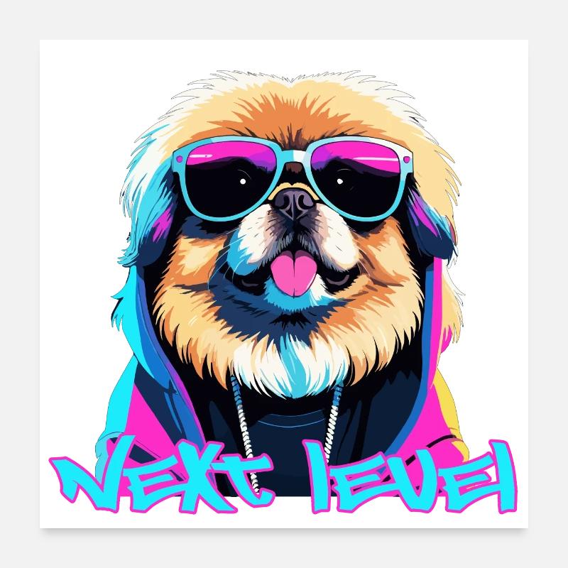 Pekingese Next Level Löwenhund Hund Geschenk Poster 60x60 cm