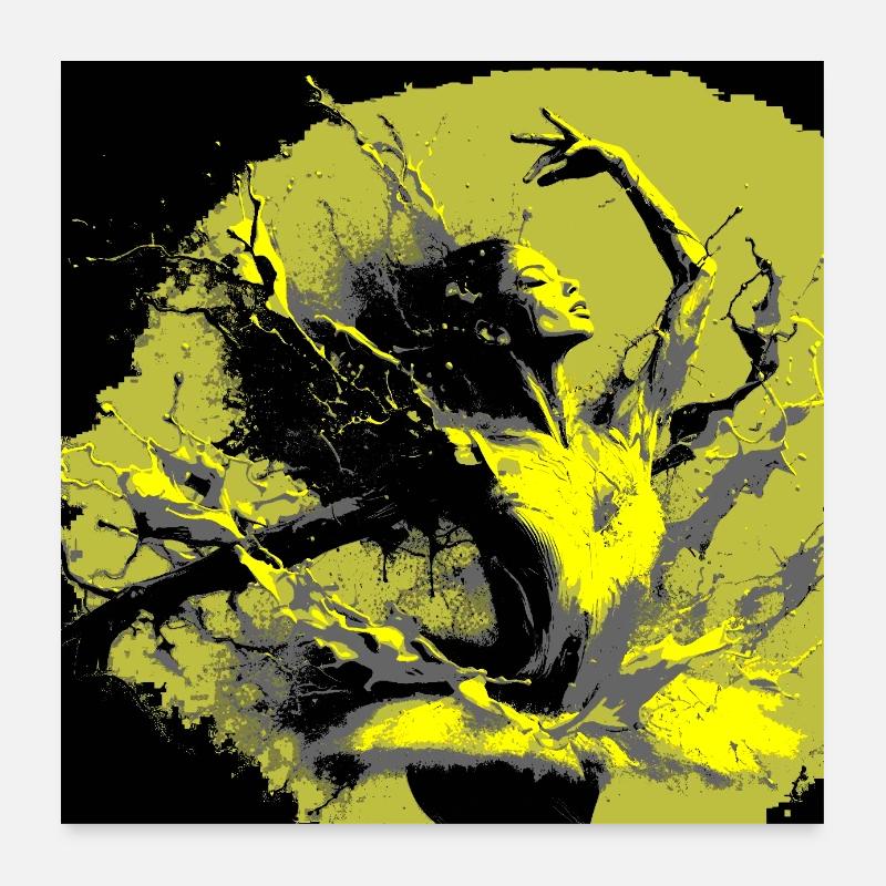 Neoexpressionistischer Tanz voller Farben Poster 60x60 cm