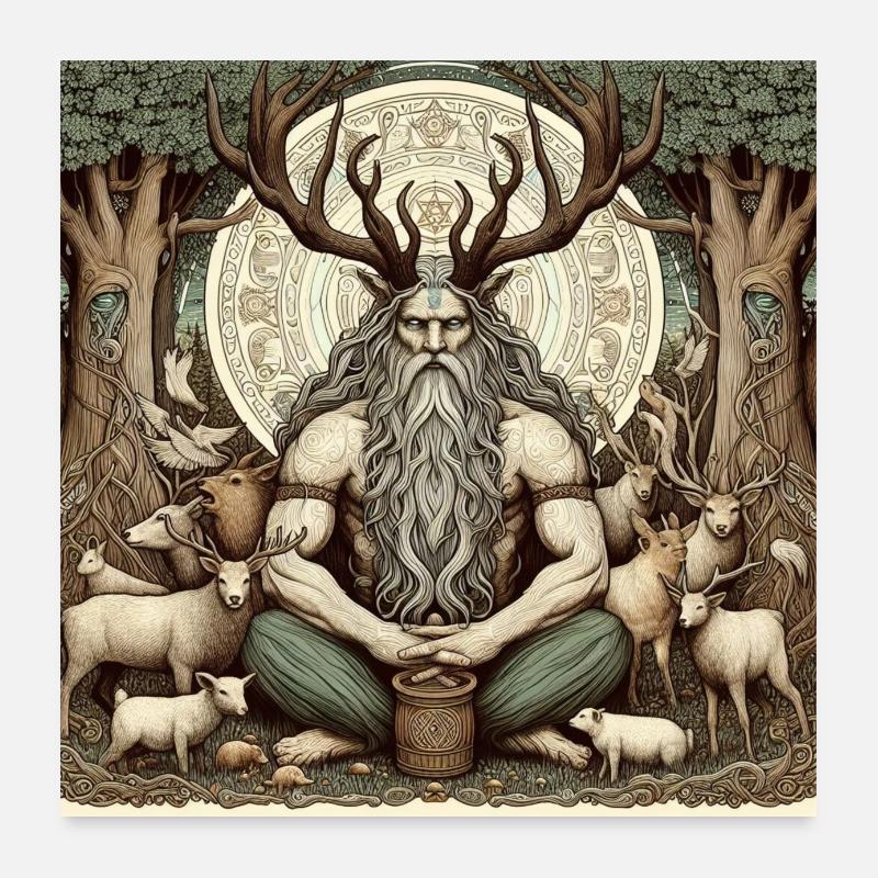 Cernunnos Celtic god Poster 24" x 24" (60x60 cm)