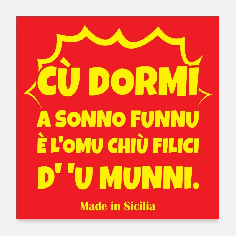affiche Sicile Proverbe sicilien cu dormi a Poster 60 x 60 cm