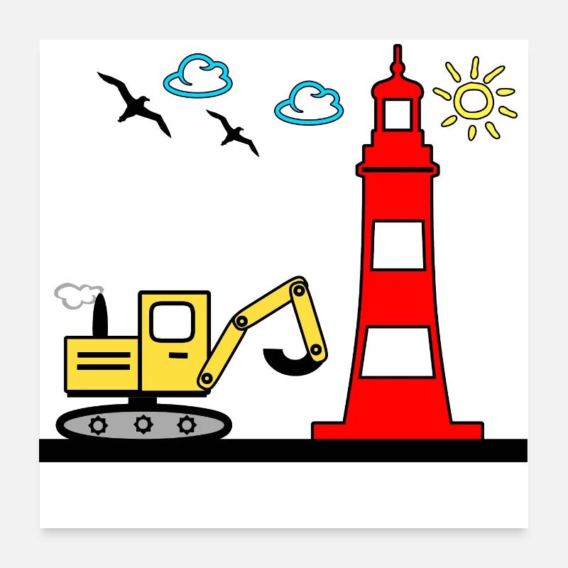 Excavator Poster 24" x 24" (60x60 cm)