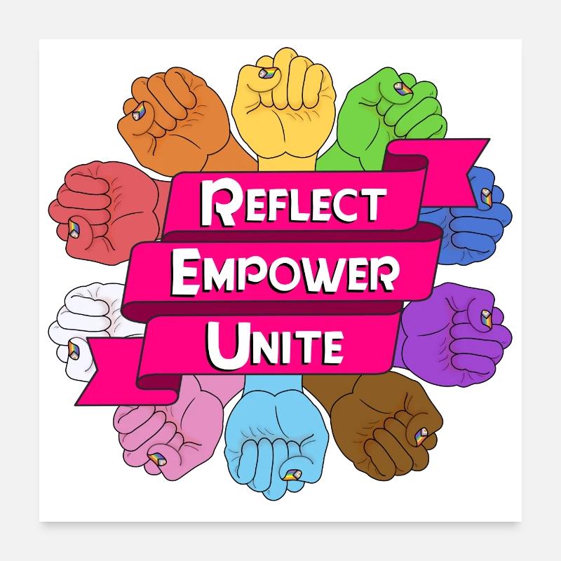 reflect empower unite - Poster 60x60 cm - Weiß