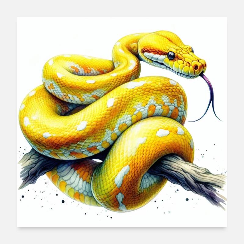 Yellow python Poster 24" x 24" (60x60 cm)