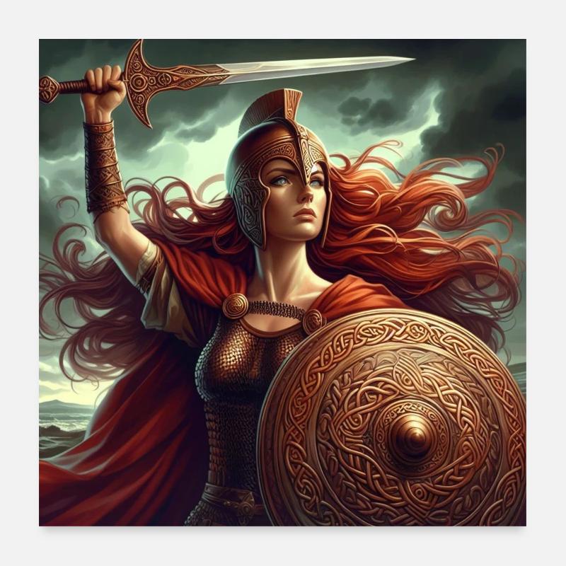 Guerrier celtique - Poster 60 x 60 cm - blanc