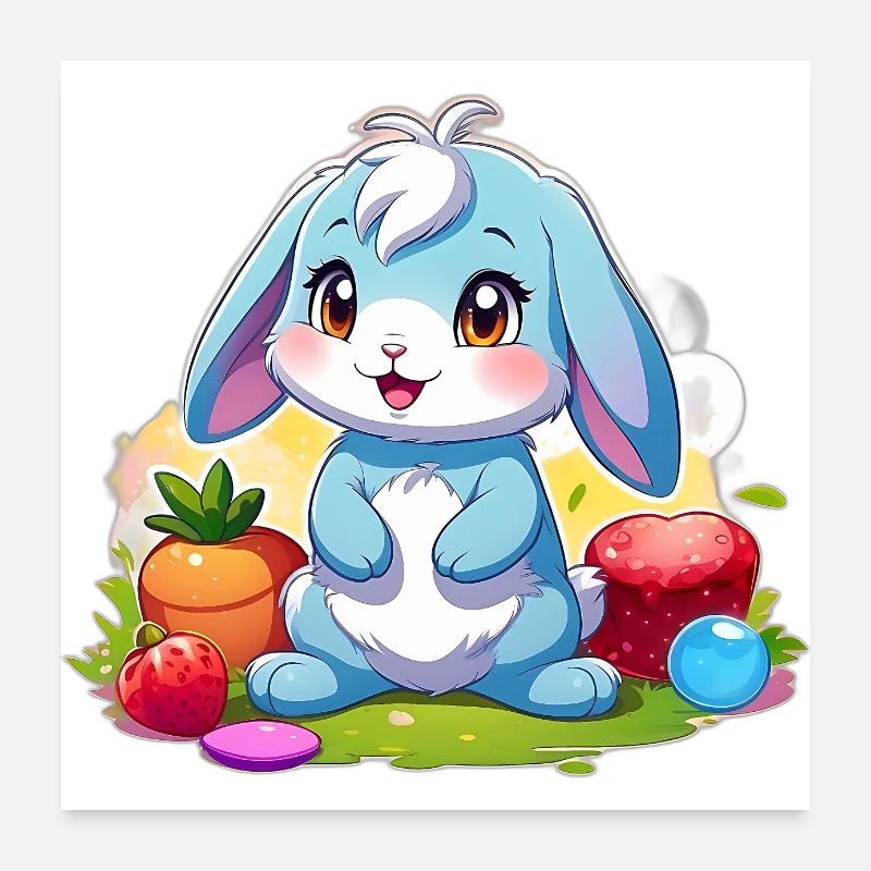 Blauer Hase Poster 60x60 cm
