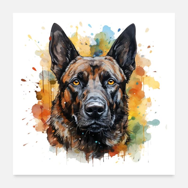 Malinois - Poster 60x60 cm - Weiß