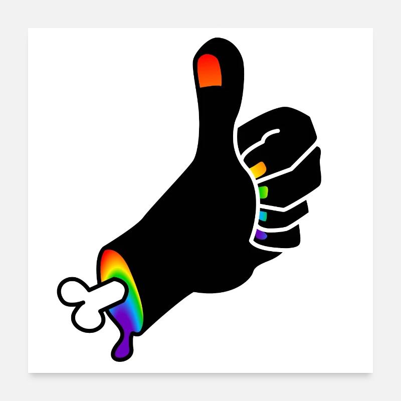 Daumen Hoch der Knochenhand : Sticky Queer Pride Poster 60x60 cm