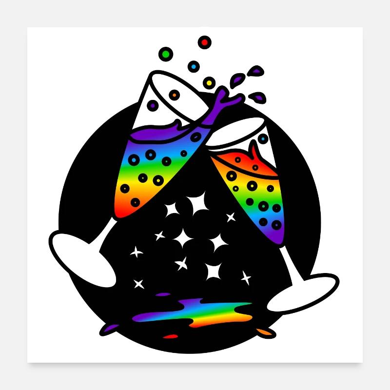 Glasses Cheers : Sticky Queer Pride Poster 24" x 24" (60x60 cm)
