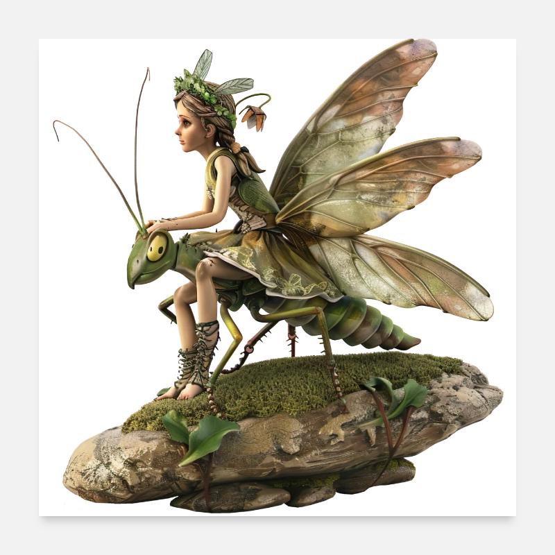 Gute Fee reitet auf einem Heupferd Poster 60x60 cm