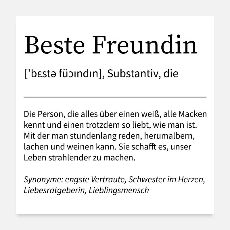 Beste Freundin Freunde Liebe Spruch Geschenk Poster 60x60 cm