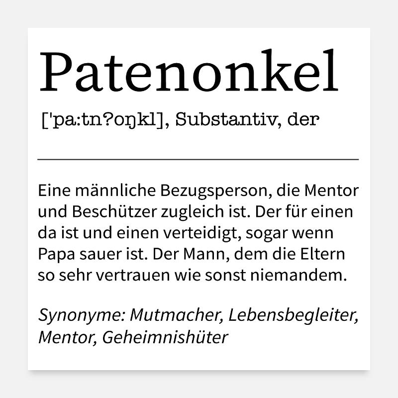Patenonkel Definition Onkel Spruch Danke Gsechenk Poster 60x60 cm