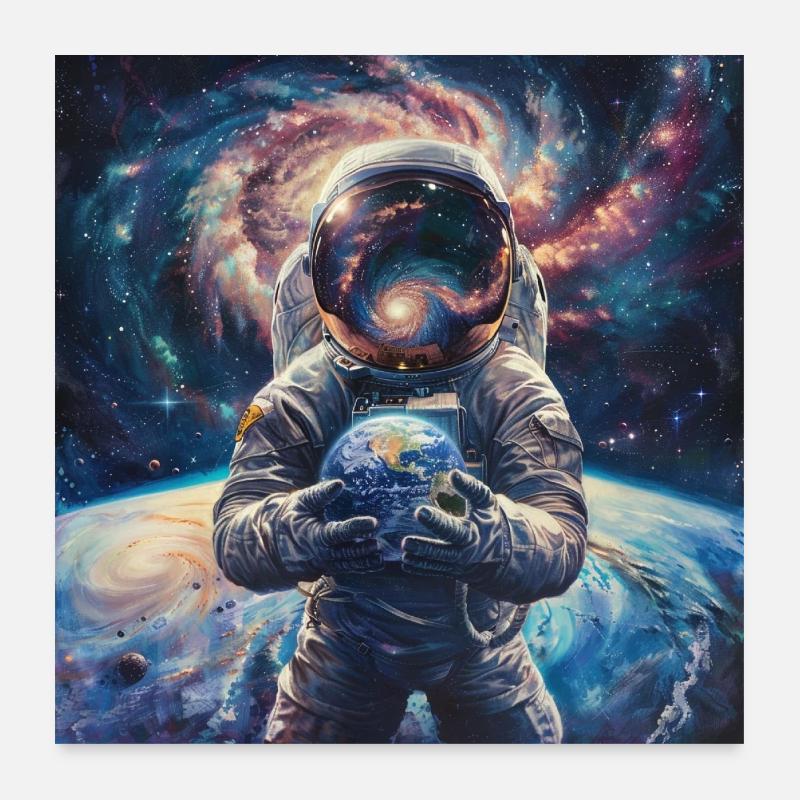 Astronauts Galaxy Space Planet Space Design Poster 24" x 24" (60x60 cm)