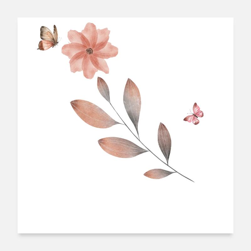 Lettre s fleurs sauvages aquarelles Poster 60 x 60 cm