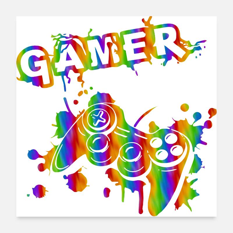 Gamer Game Play Online Computer Gaming Arcade Neon Poster 60x60 cm