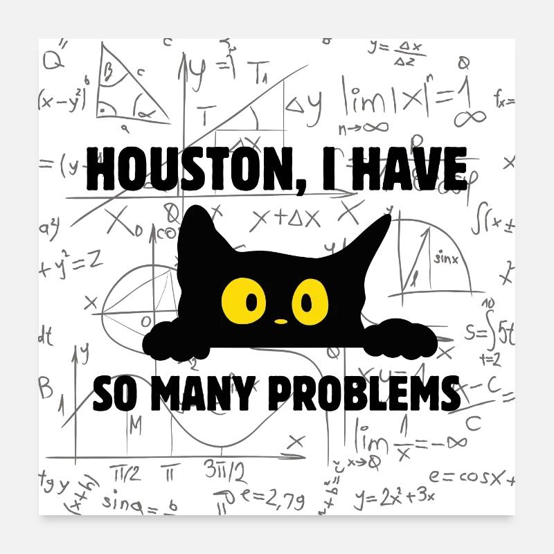 Black cat t-shirt Houston I have so many problems Poster 60 x 60 cm