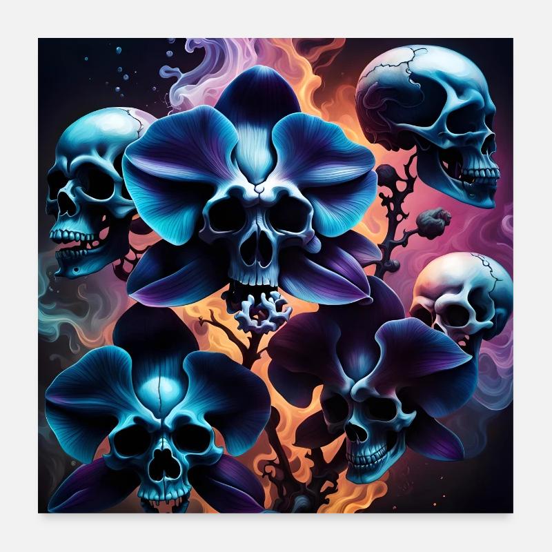 Skull Orchidee Poster 60x60 cm