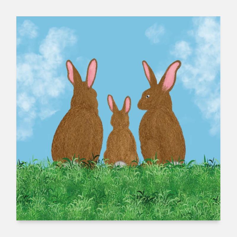 Hasenfamilie Poster 60x60 cm