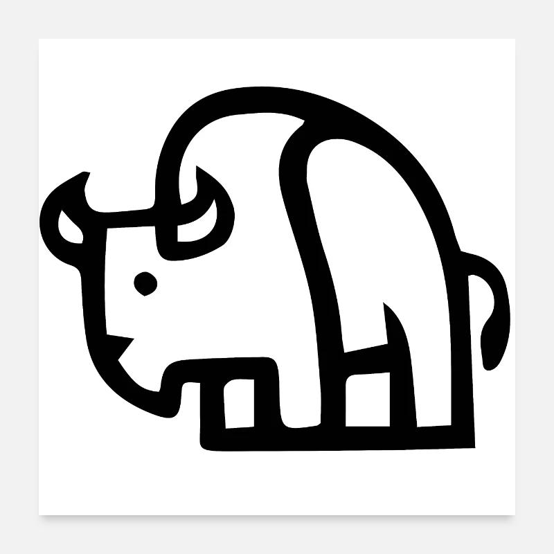 Cute bison illustration! Poster 24" x 24" (60x60 cm)