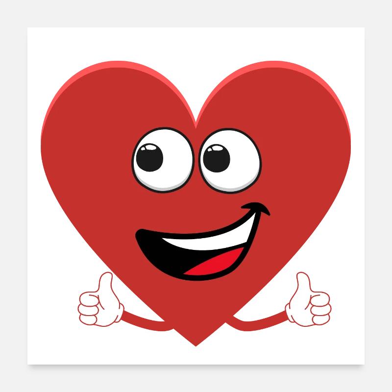 Rotes Herz, das den Daumen hebt Poster 60x60 cm