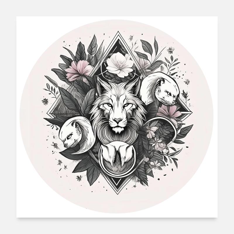 Animal de crête de lion Poster 60 x 60 cm