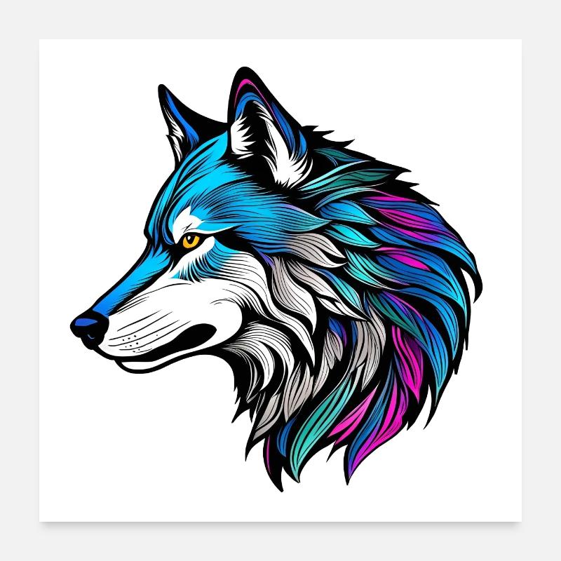 Das schöne Profil eines Wolfes Poster 60x60 cm