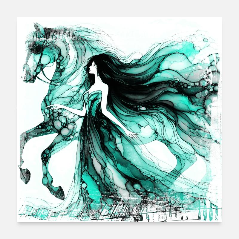 Blumen Frauen Mädchen Mode Design Kunst Weiblicher Stil Poster 60x60 cm
