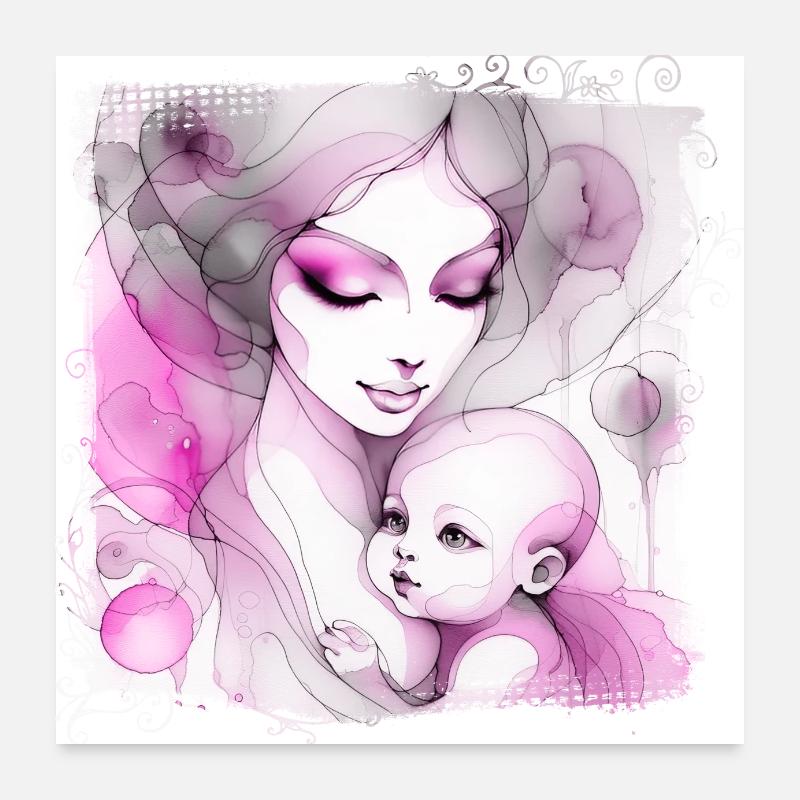 Blumen Frauen Mädchen Mode Design Kunst Weiblicher Stil Poster 60x60 cm