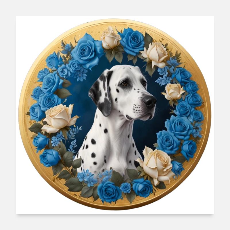 Dalmatien et roses bleues Poster 60 x 60 cm