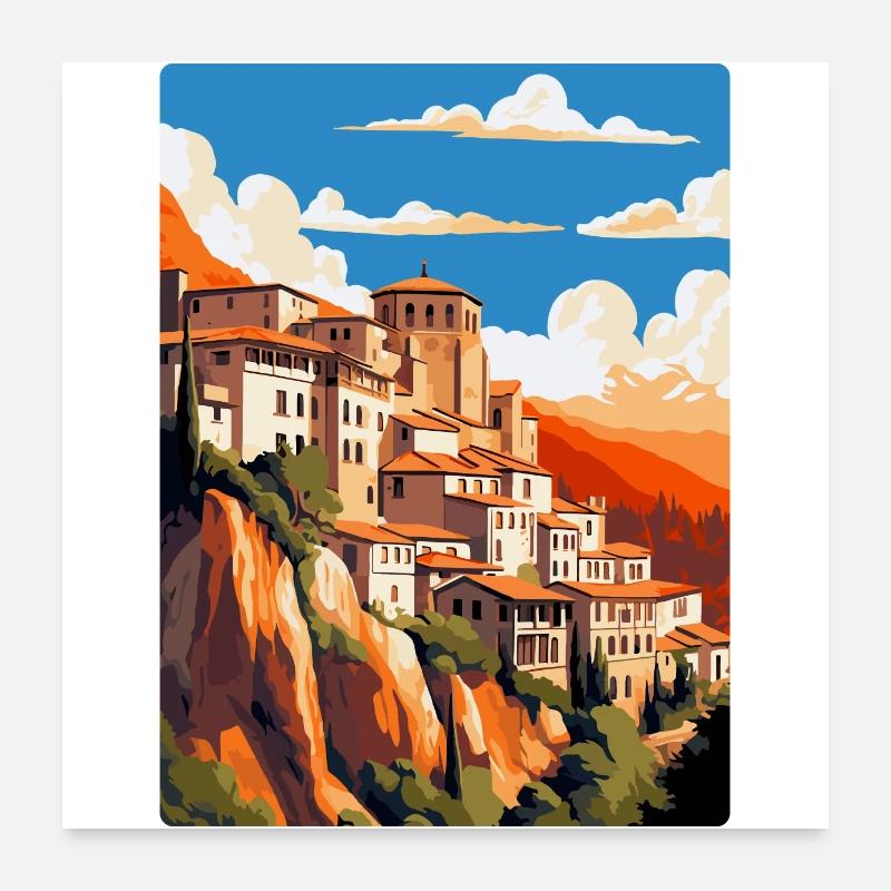 Cuenca Spanien Vintage Reiseplakat WPA Souvenir Poster 60x60 cm