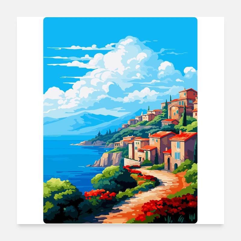 Elbe Italie Affiche de voyage vintage souvenir souvenir Poster 60 x 60 cm