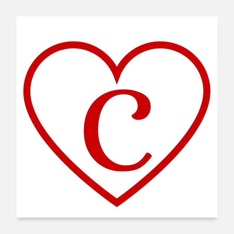 Letter c red heart Poster 24" x 24" (60x60 cm)