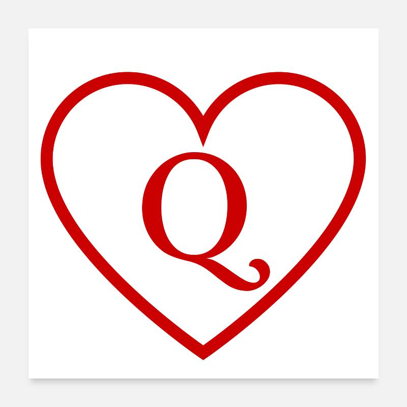 Letter q red heart Poster 24" x 24" (60x60 cm)