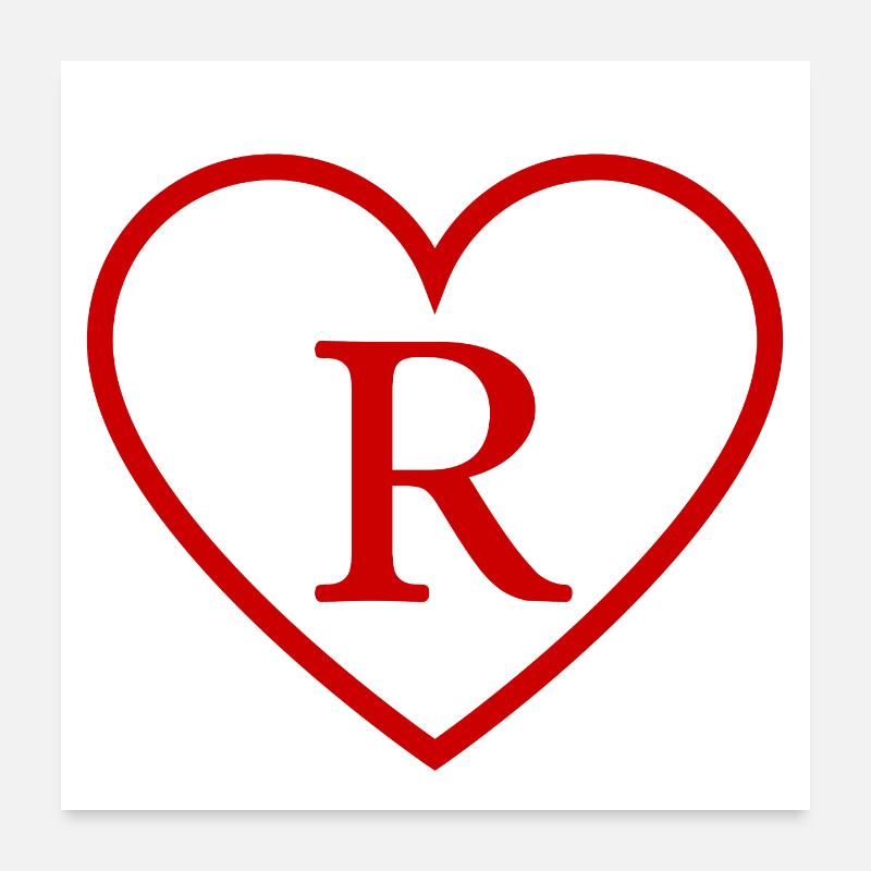 Buchstabe r rotes Herz Poster 60x60 cm