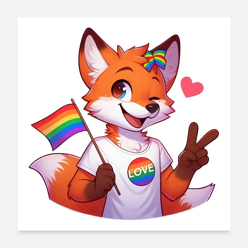 Fox Love Pride Poster 24" x 24" (60x60 cm)