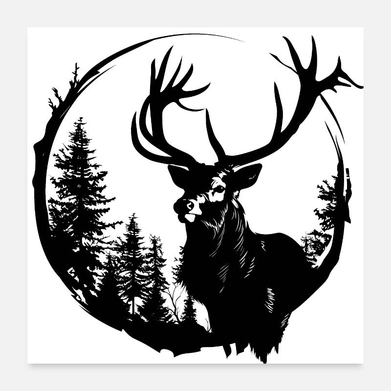 Hirsch reduced to the essentials Poster 24" x 24" (60x60 cm)