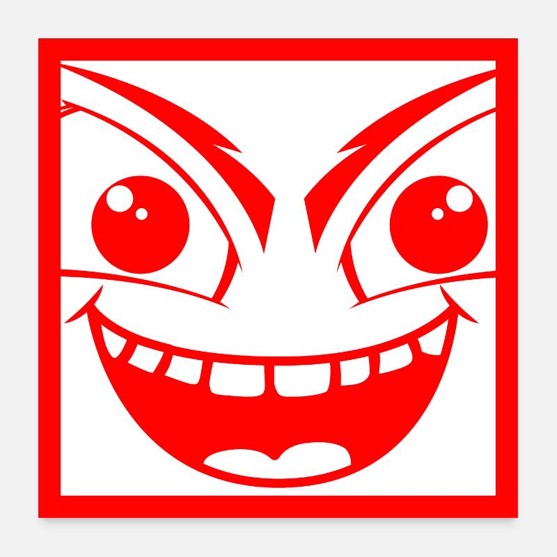 Schelmisches Monster mit menschlichem Gesicht Poster 60x60 cm