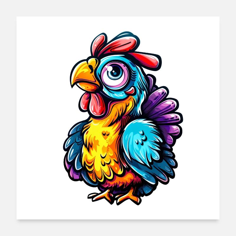 Poulet coloré Poster 60 x 60 cm