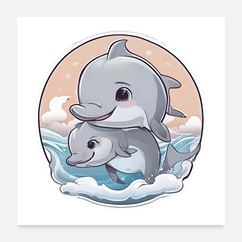 Design bebe dauphin Poster 60 x 60 cm