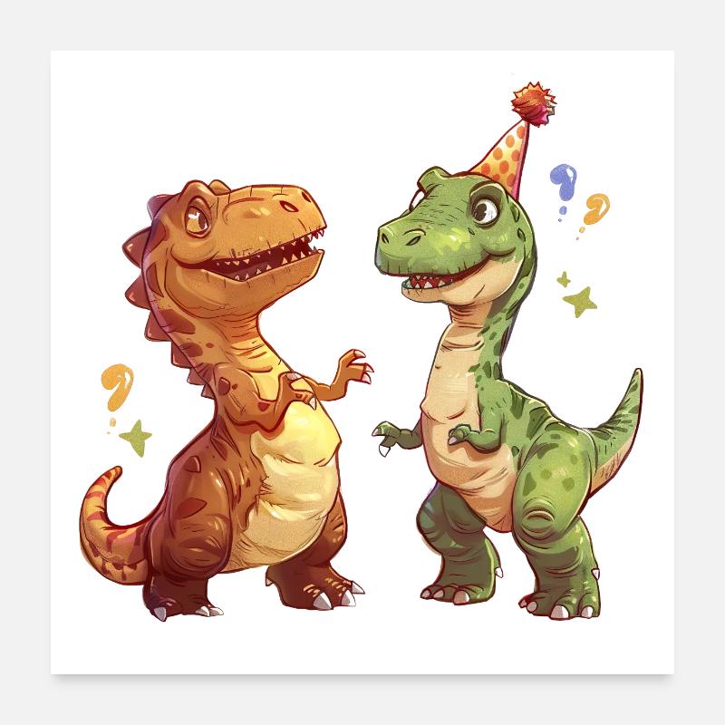 Two funny dinosaurs Poster 24" x 24" (60x60 cm)