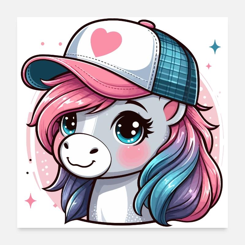 Cute Pink Pony Mane Has Cap Poster 24" x 24" (60x60 cm)