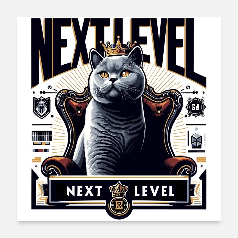 BKH Britisch Kurzhaar Blue Katze Königssessel Poster 60x60 cm