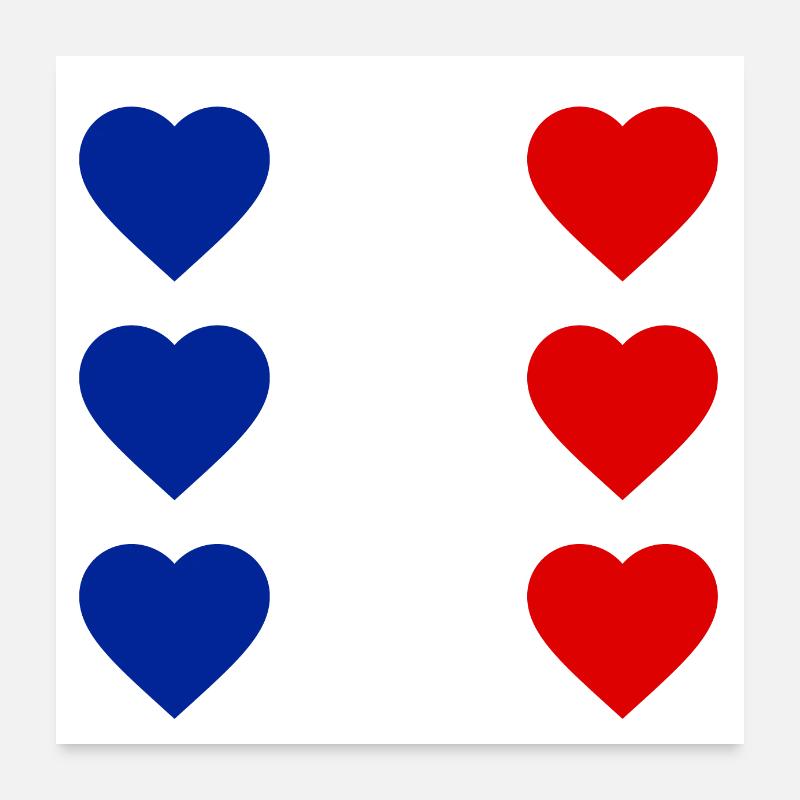 Herz Frankreich - Poster 60x60 cm - Weiß
